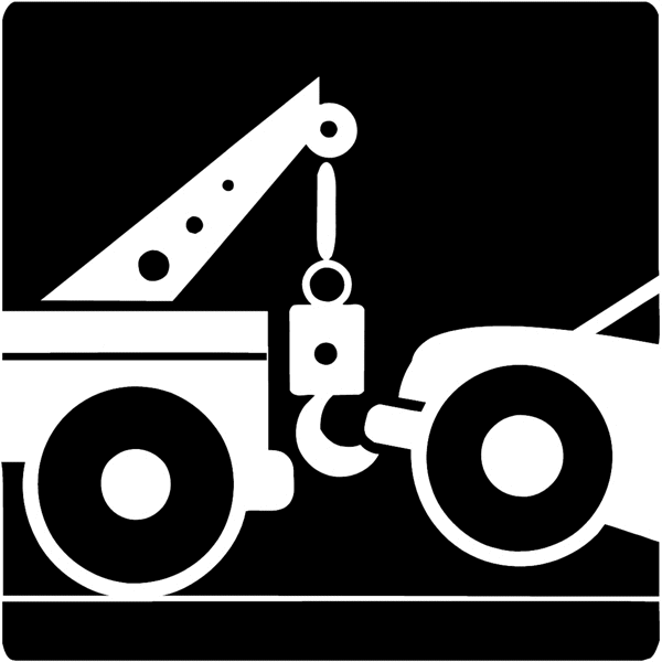 Tow truck pulling car vinyl sticker. Customize on line. Insurance 055-0039